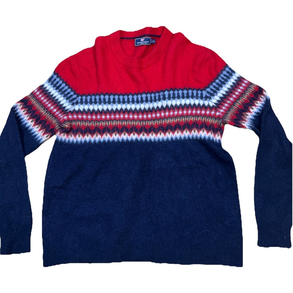 Vineyard Vines Merino Wool Blend Womens XL Geometric Sweater